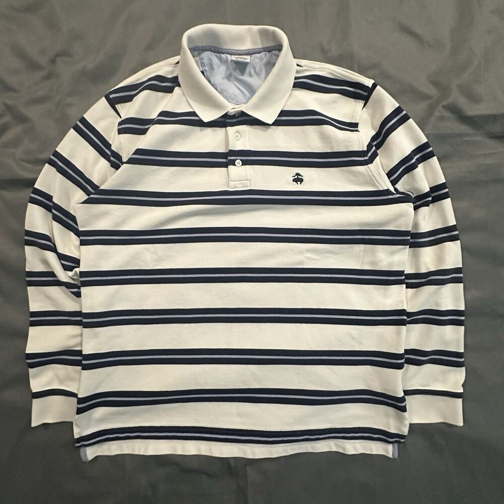 Brooks Brothers Rugby Performance Polo Men's XL Slim Fit Striped Long Sleeve